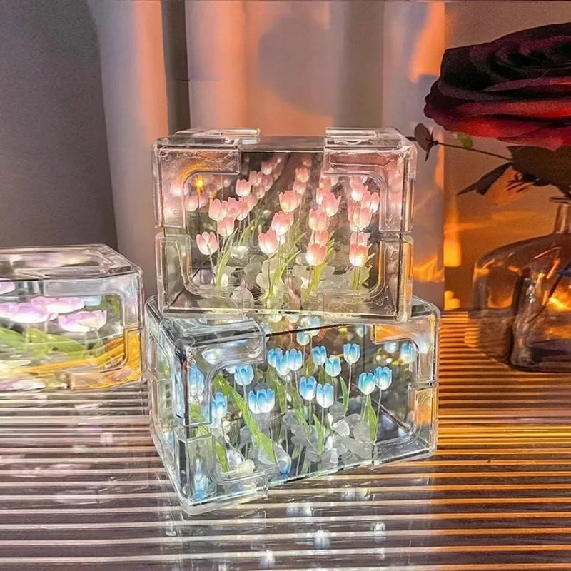 Cubo decorativo de flores "infinito"